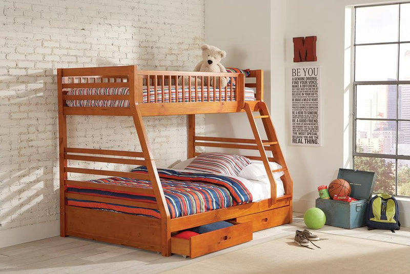 Ashton Honey Twin over Full Bunk Bed