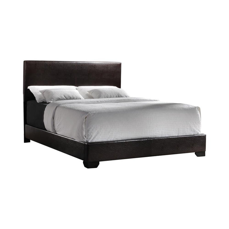 Conner Twin Upholstered Panel Bed Dark Brown