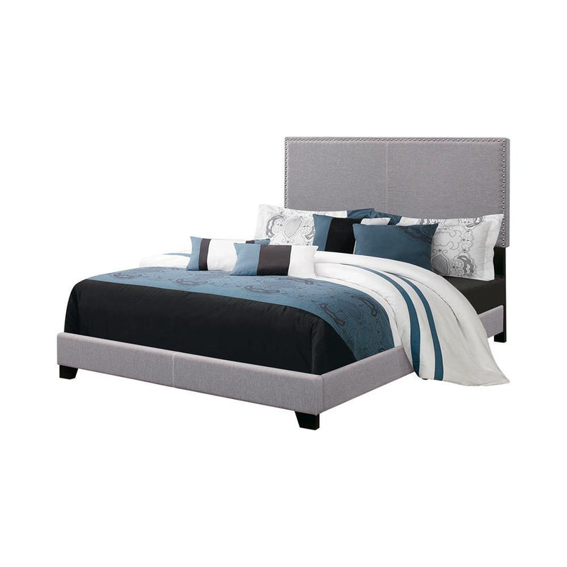 Boyd Queen Upholstered Bed with Nailhead Trim Grey