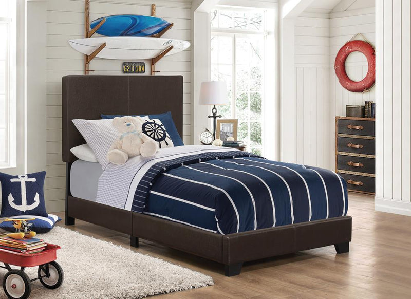 Dorian Brown Faux Leather Upholstered Twin Bed