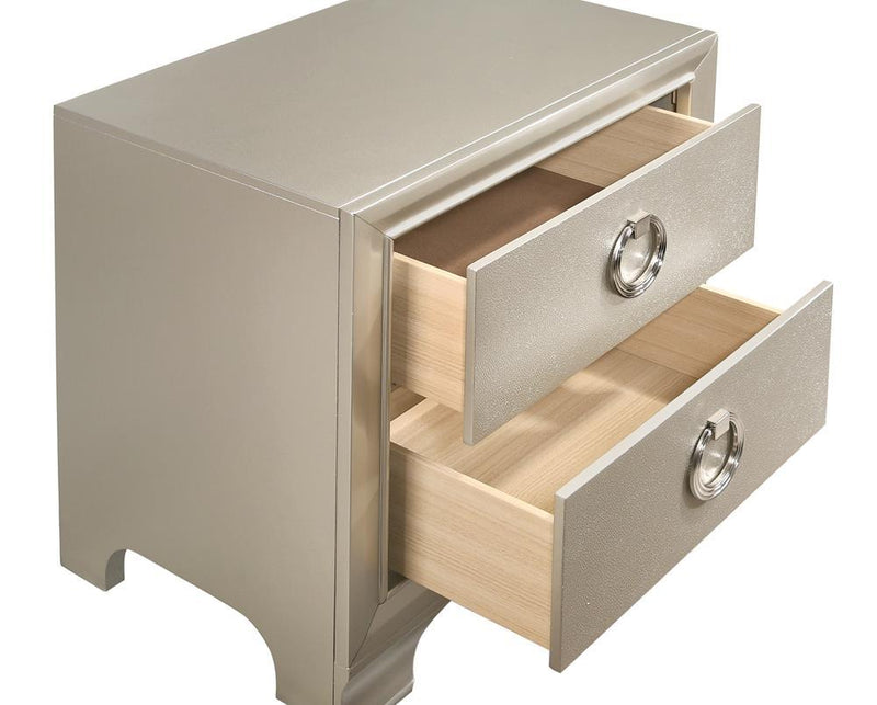 Salford 2-drawer Nightstand Metallic Sterling