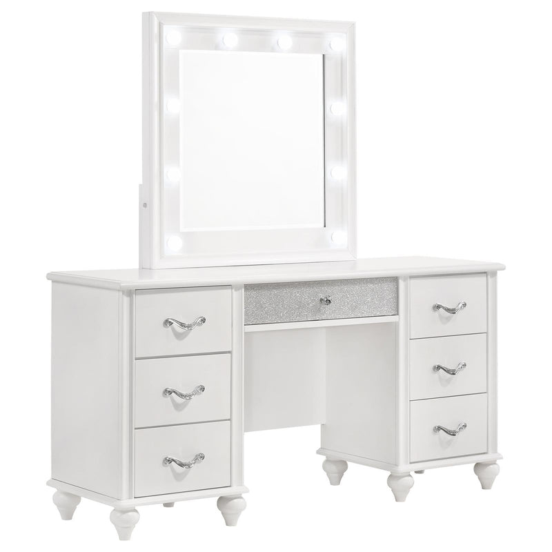 Barzini 7-drawer Vanity Desk with Lighted Mirror White